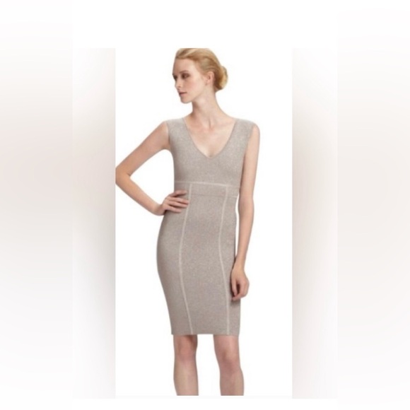 BCBGMAXAZRIA Ribel Metallic Bodycon Sheath Dress – Size Medium - Picture 4 of 10